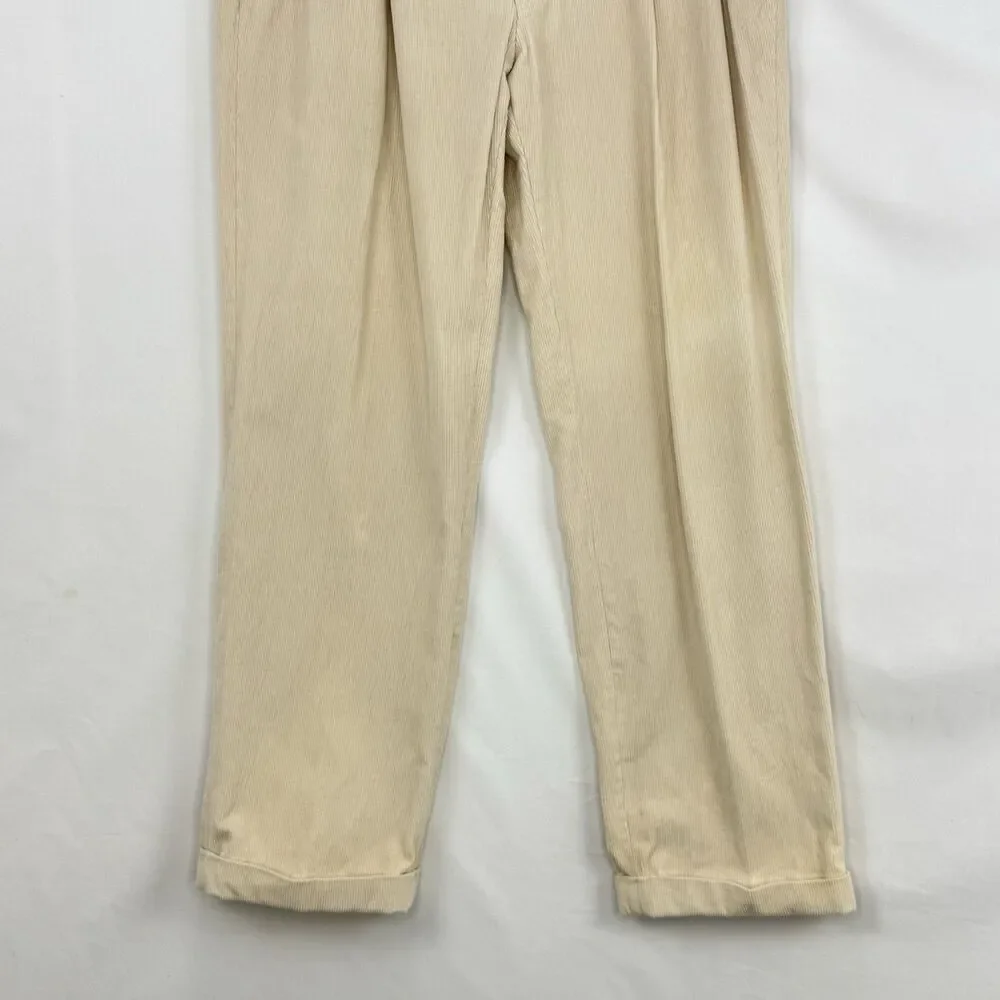 VTG Jos. A. Bank Mens Pants Beige Corduroy Straight Cuffed Pleat Chinos Size 35 - Picture 3 of 15